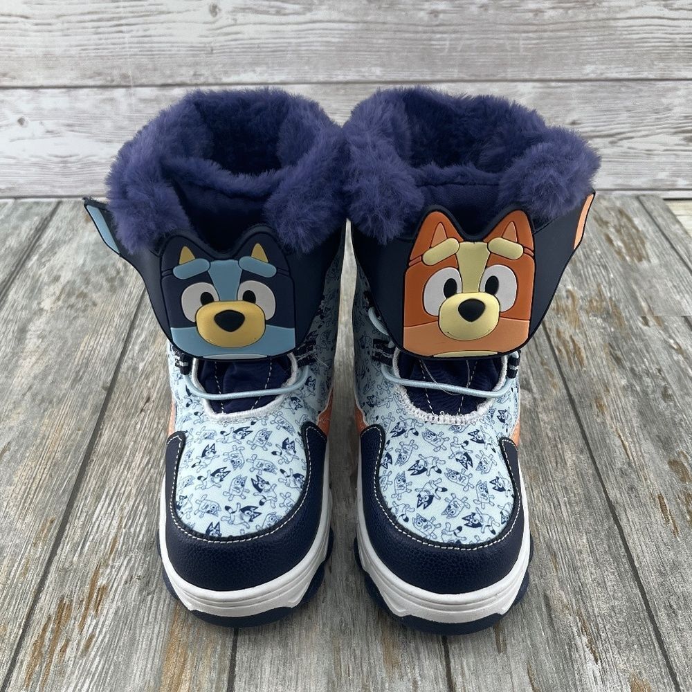 Toddler Bluey Winter Boot Shoes Faux Fur Trim Size 11
